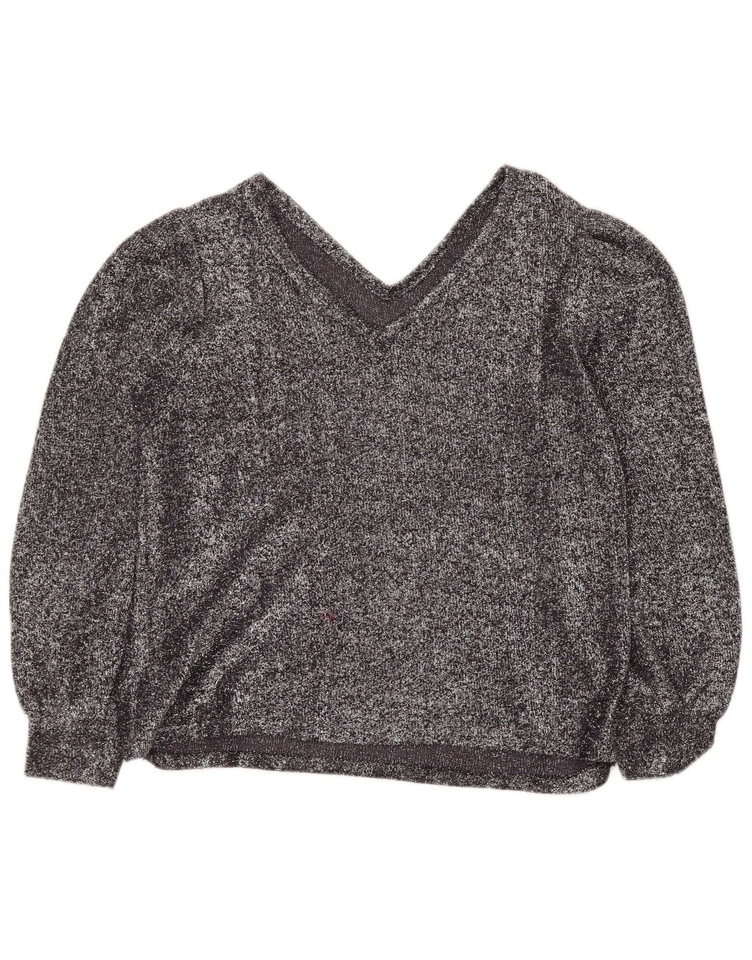 Vintage Womens Top Long Sleeve UK 12 Medium Silver Flecked