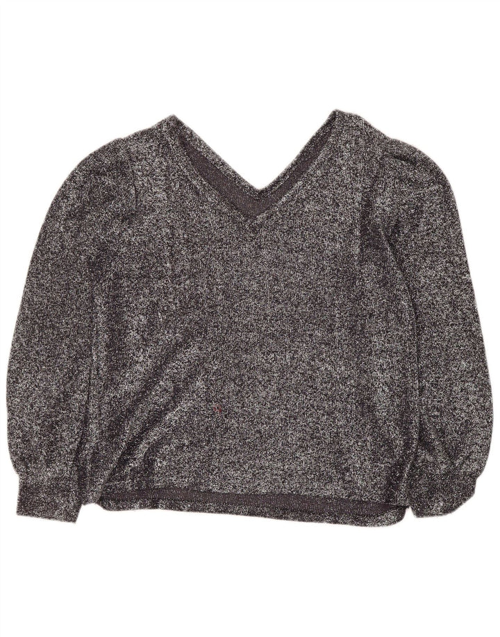Vintage Womens Top Long Sleeve UK 12 Medium Silver Flecked
