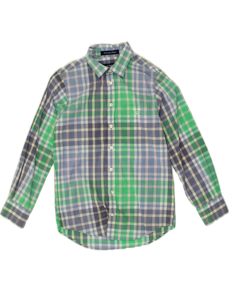 GANT Boys University Poplin Shirt 7-8 Years Medium  Green Check Cotton | Vintage Gant | Thrift | Second-Hand Gant | Used Clothing | Messina Hembry 