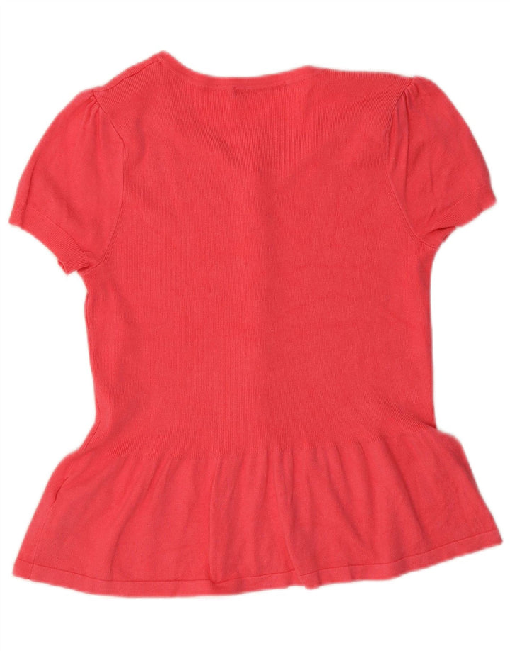 MARKS & SPENCER Womens Short Sleeve Shirt Blouse UK 14 Medium Pink Viscose