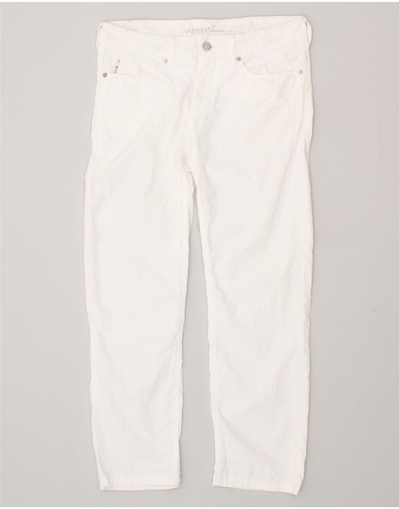 ARMANI JUNIOR Girls Straight Casual Trousers 14-15 Years W30 L27 White | Vintage Armani Junior | Thrift | Second-Hand Armani Junior | Used Clothing | Messina Hembry 