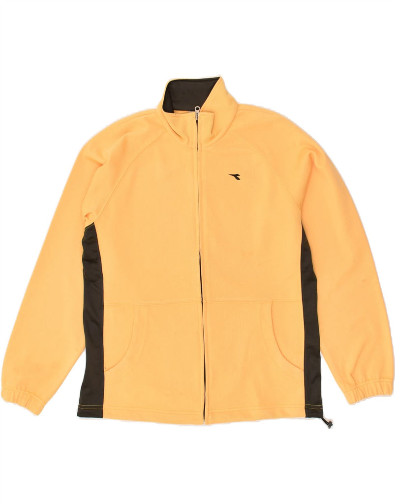 DIADORA Mens Tracksuit Top Jacket Small Yellow Striped Polyester | Vintage Diadora | Thrift | Second-Hand Diadora | Used Clothing | Messina Hembry 