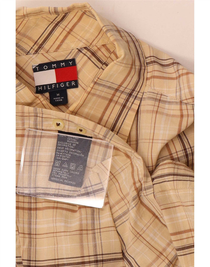 Tommy Hilfiger Mens Shirt Medium Beige Check Cotton