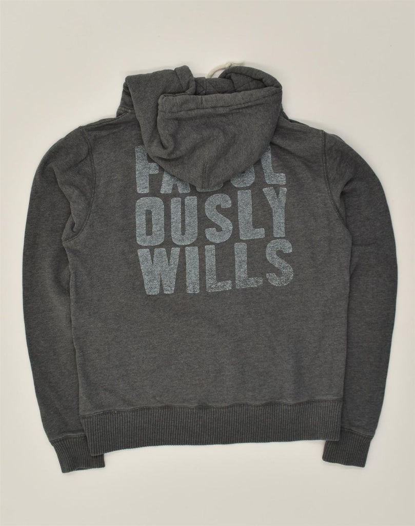 JACK WILLS Womens Graphic Hoodie Jumper UK 14 Large Grey Cotton | Vintage Jack Wills | Thrift | Second-Hand Jack Wills | Used Clothing | Messina Hembry 