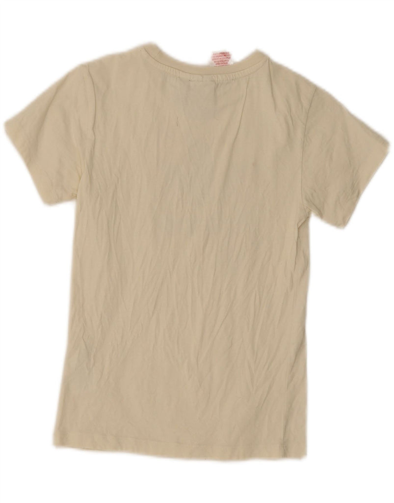 ADIDAS Girls Graphic T-Shirt Top 9-10 Years Off White Floral Cotton Vintage Adidas and Second-Hand Adidas from Messina Hembry 