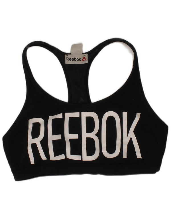 Reebok Womens Graphic Sport Bra Top UK 12/14 Medium Black Polyester Sports