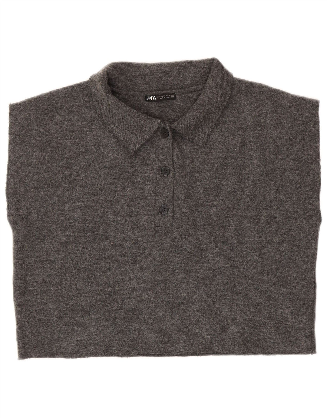 Zara Womens Crop Sleeveless Polo Shirt UK 14 Medium Grey Polyester