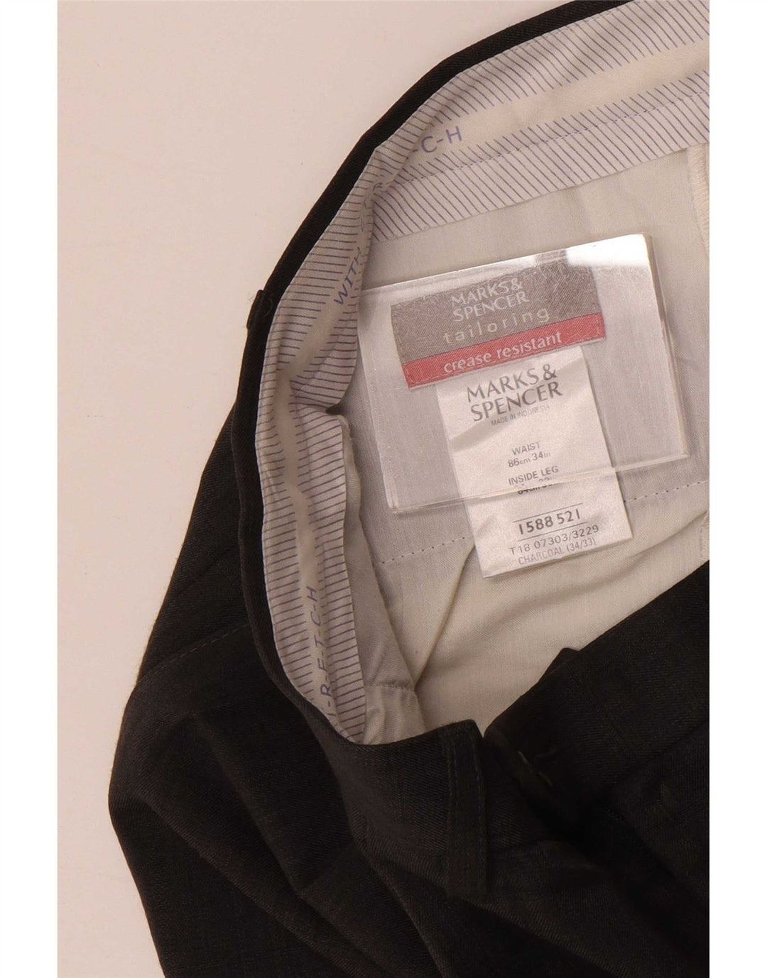 Marks & Spencer Mens Pegged Suit Trousers W34 L33 Grey Polyester