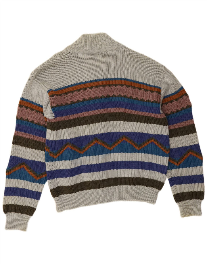 Vintage Mens Cardigan Sweater XL Multicoloured Striped