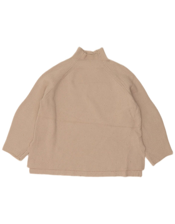 Zara Womens Turtle Neck Jumper Sweater UK 14 Medium Off White Viscose