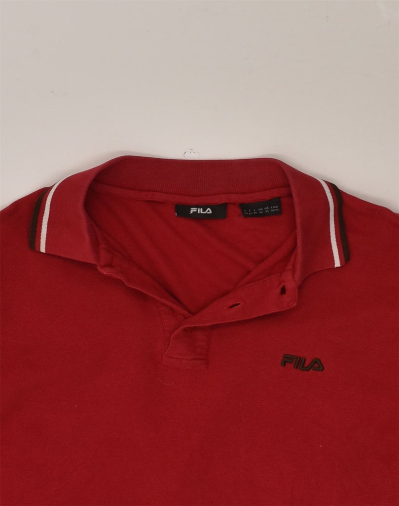 FILA Mens Long Sleeve Polo Shirt Medium Red Cotton | Vintage Fila | Thrift | Second-Hand Fila | Used Clothing | Messina Hembry 