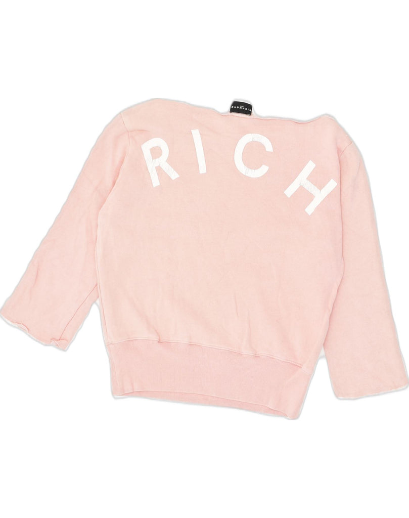 RICHMOND Womens 3/4 Sleeve Graphic Sweatshirt Jumper UK 10 Small Pink | Vintage Richmond | Thrift | Second-Hand Richmond | Used Clothing | Messina Hembry 