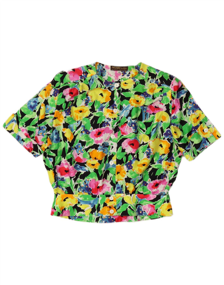 VINTAGE Womens Short Sleeve Shirt Blouse IT 46 Large Multicoloured Floral