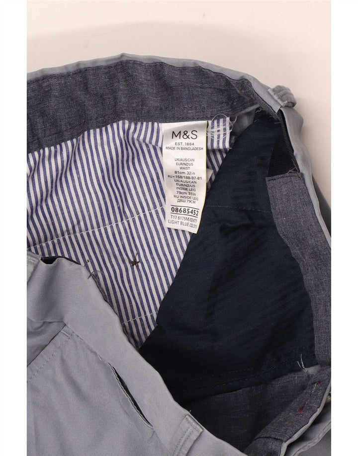 Marks & Spencer Mens Straight Chino Trousers W32 L31 Blue Cotton