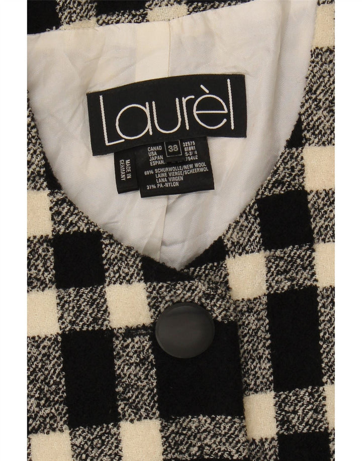 LAUREL Womens 4 Button Blazer Jacket EU 38 Medium Black Gingham Wool