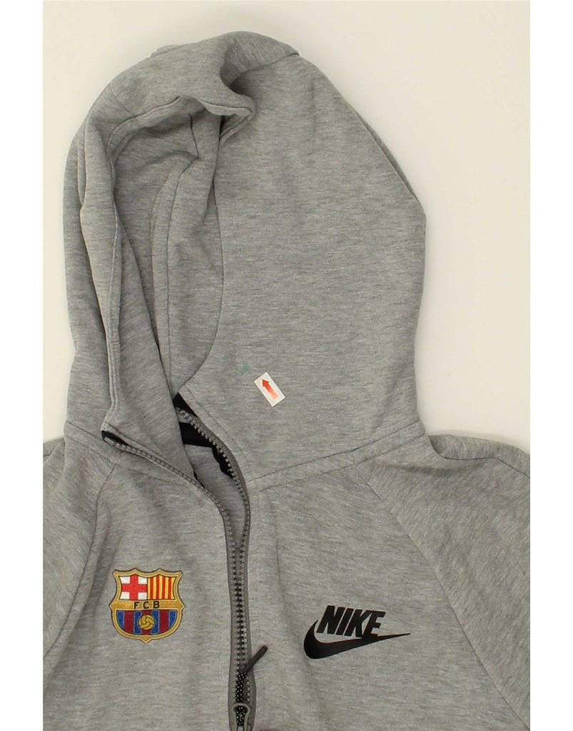 NIKE Boys Barcelona Zip Hoodie Sweater 12-13 Years Large Grey Cotton Vintage Nike and Second-Hand Nike from Messina Hembry 