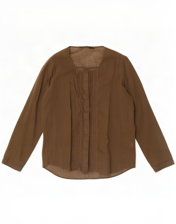 Zara Womens Shirt Blouse UK 14 Medium Khaki