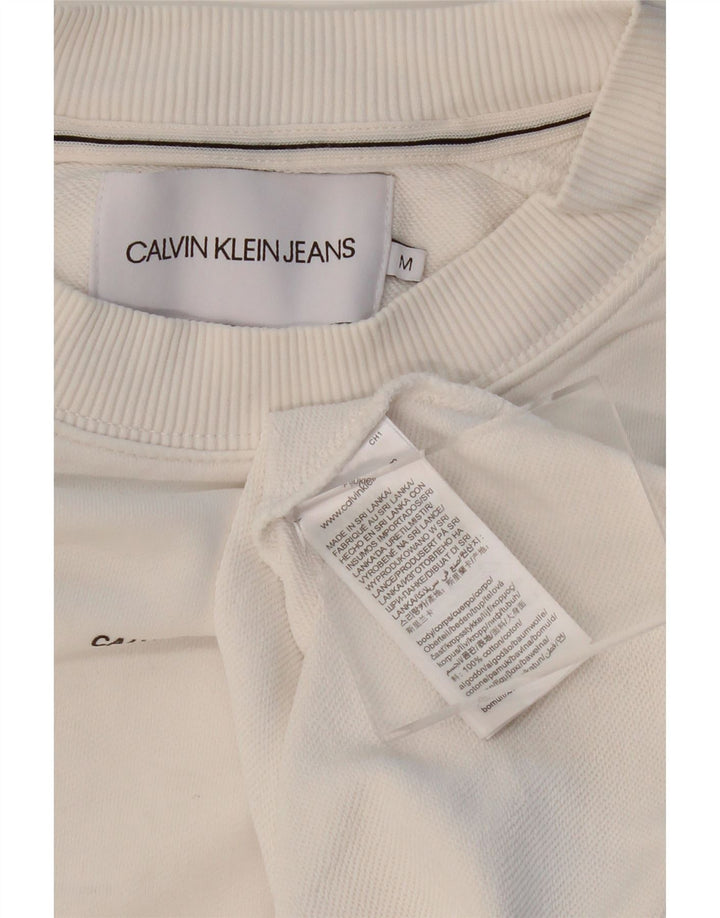 CALVIN KLEIN JEANS Mens Sweatshirt Jumper Medium White Cotton