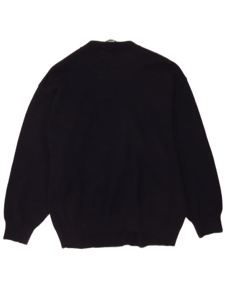 DALMINE Mens Cardigan Sweater IT 50 Medium Navy Blue Virgin Wool