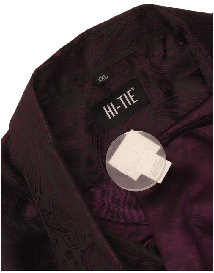 Hi-Tie Mens Shirt 2XL Purple Paisley Polyester
