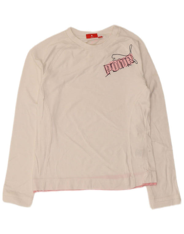 Puma Girls Graphic Top Long Sleeve 13-14 Years White Cotton