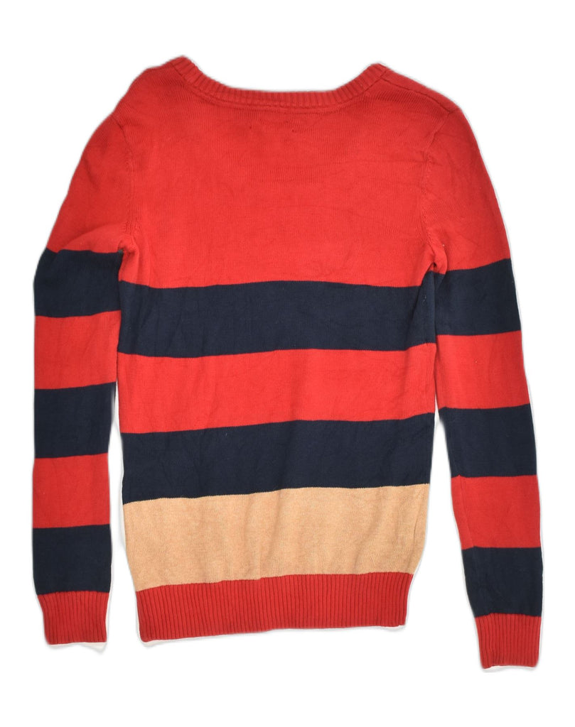 TOMMY HILFIGER Womens Boat Neck Jumper Sweater UK 6 XS Red Striped Cotton | Vintage Tommy Hilfiger | Thrift | Second-Hand Tommy Hilfiger | Used Clothing | Messina Hembry 