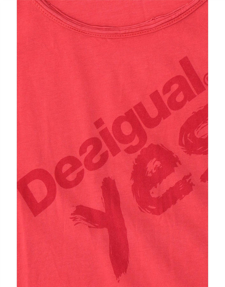 Desigual Womens Graphic T-Shirt Top UK 14 Medium Pink