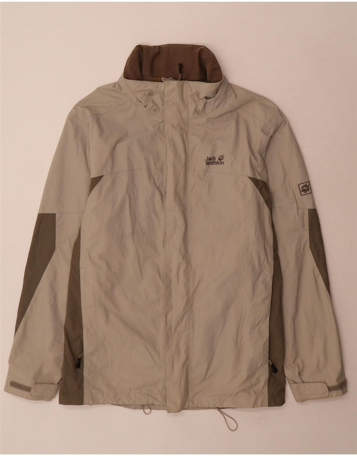Jack Wolfskin Mens Rain Jacket UK 44/46 XL Beige Colourblock Polyamide
