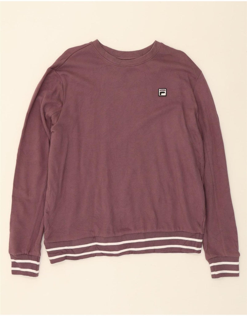 FILA Womens Oversized Sweatshirt Jumper UK 16 Large Maroon Cotton Vintage Fila and Second-Hand Fila from Messina Hembry 