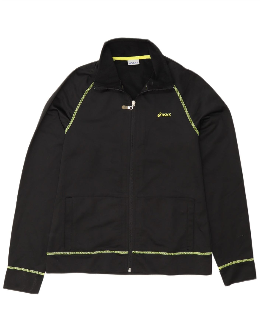 Asics Womens Tracksuit Top Jacket UK 12 Medium Black Polyester