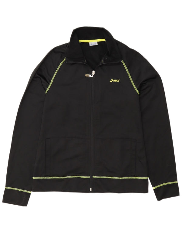 Asics Womens Tracksuit Top Jacket UK 12 Medium Black Polyester
