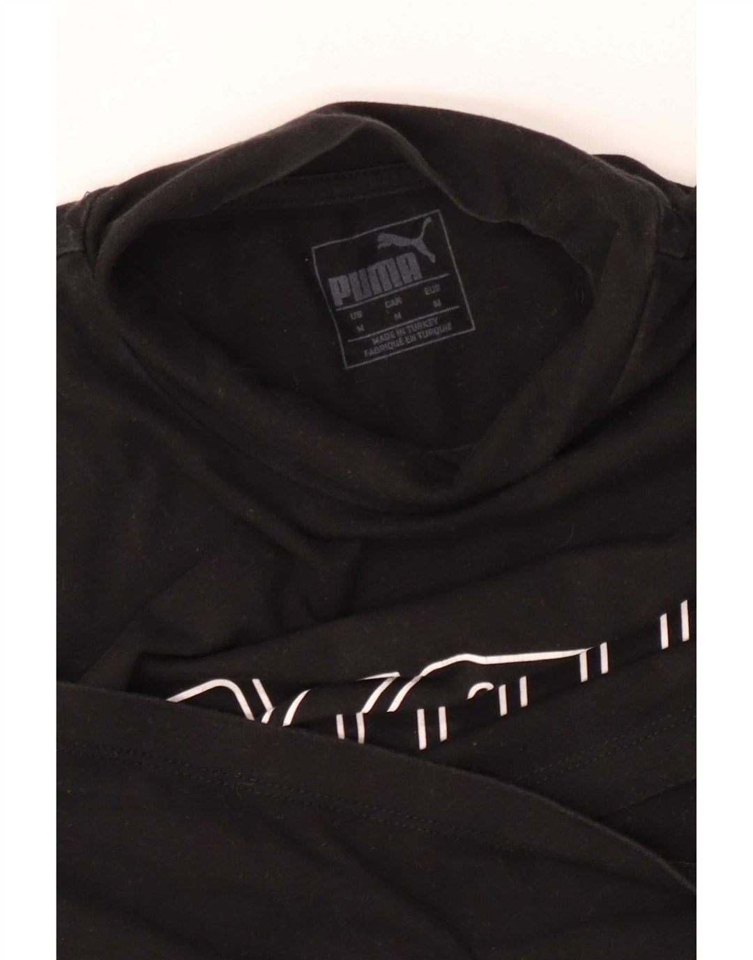 Puma Womens Crop Graphic Top Long Sleeve UK 12 Medium Black