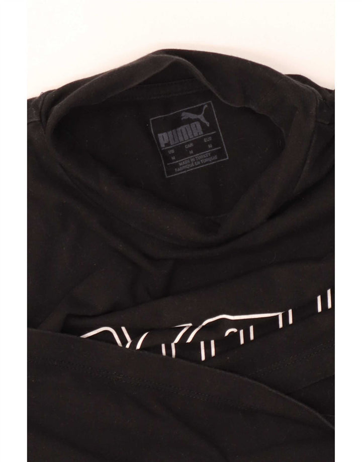 Puma Womens Crop Graphic Top Long Sleeve UK 12 Medium Black