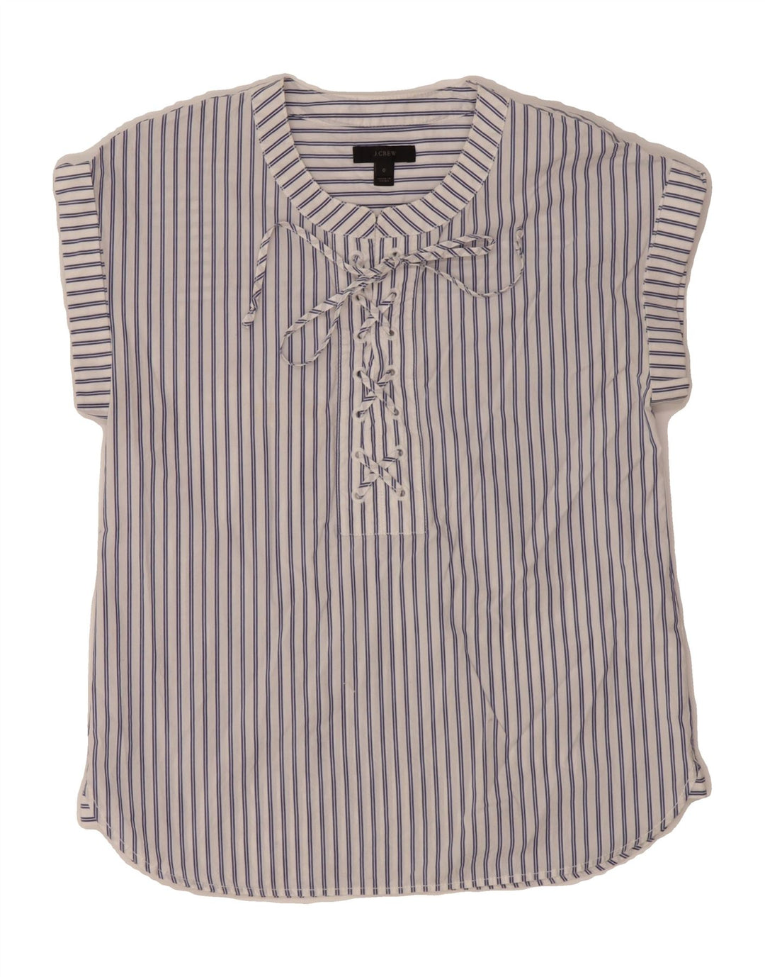 J. CREW Womens Loose Fit Short Sleeve Pullover Shirt US 0 XS White Striped Vintage J. Crew and Second-Hand J. Crew from Messina Hembry 