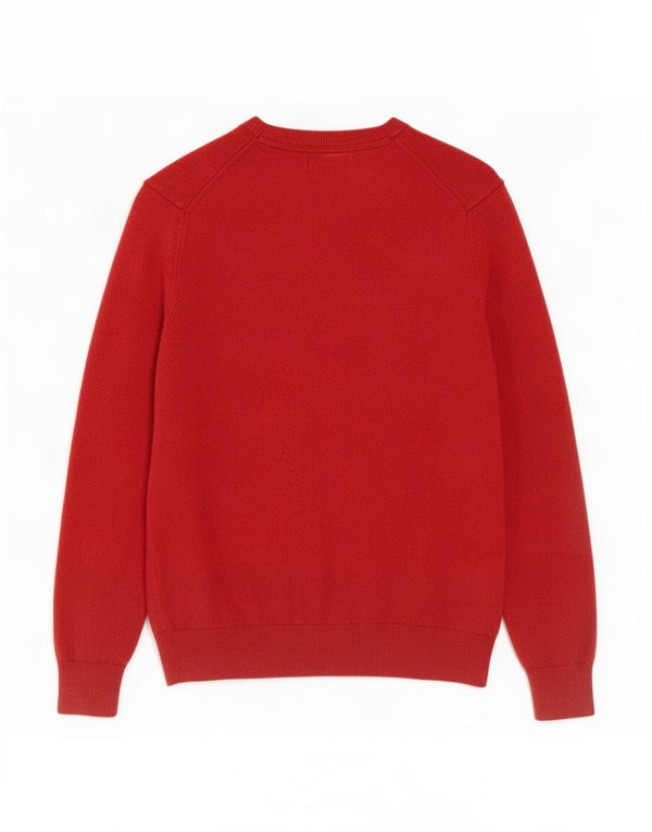 Nautica Mens V-Neck Jumper Sweater Small Red Cotton