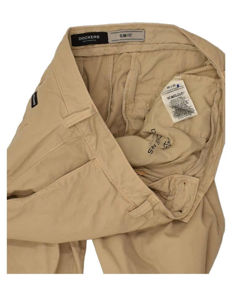 DOCKERS Mens Slim Chino Trousers W36 L34  Beige Cotton | Vintage Dockers | Thrift | Second-Hand Dockers | Used Clothing | Messina Hembry 