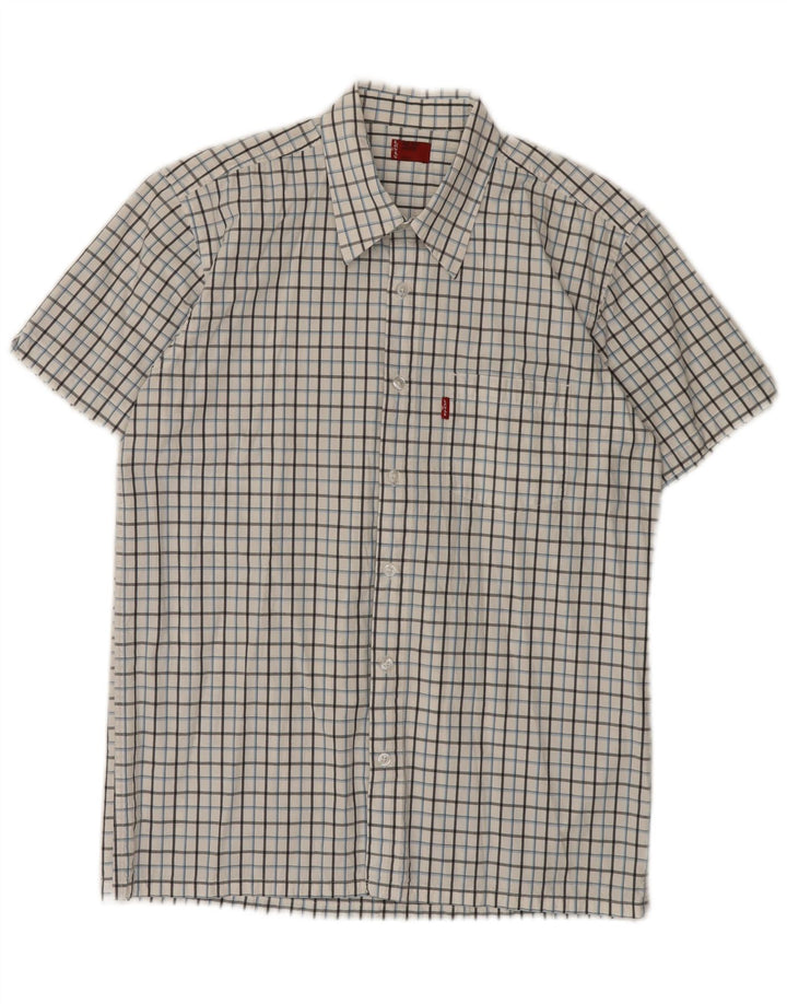 Levi's Mens Short Sleeve Shirt Medium White Check Cotton