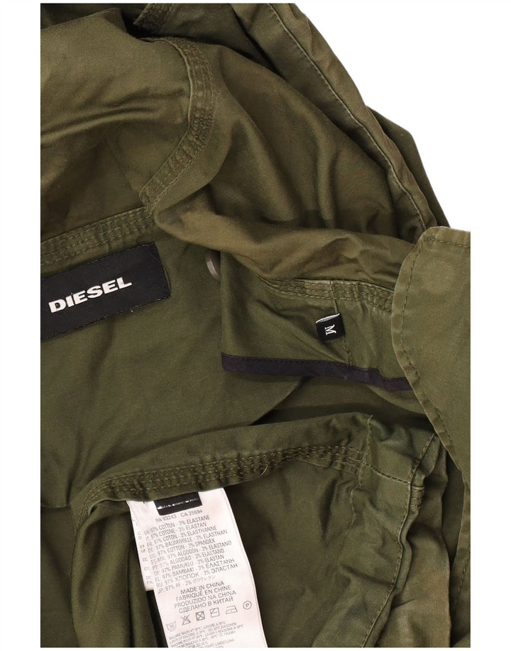 Diesel Mens Hooded Parka Jacket UK 38 Medium Green Cotton