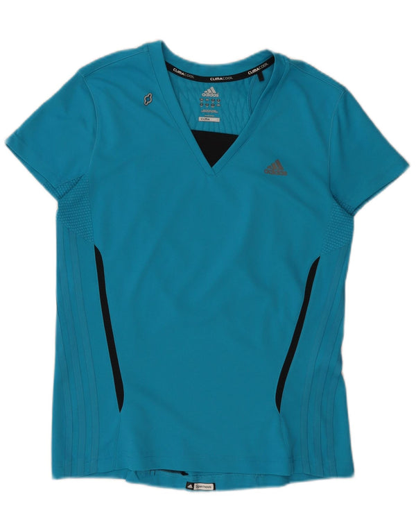 Adidas Womens Climacool T-Shirt Top UK 16 Large  Blue Colourblock