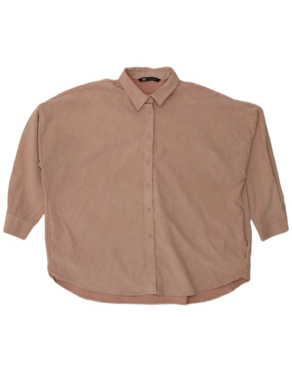 Zara Womens Oversized Corduroy Shirt UK 18 XL Pink