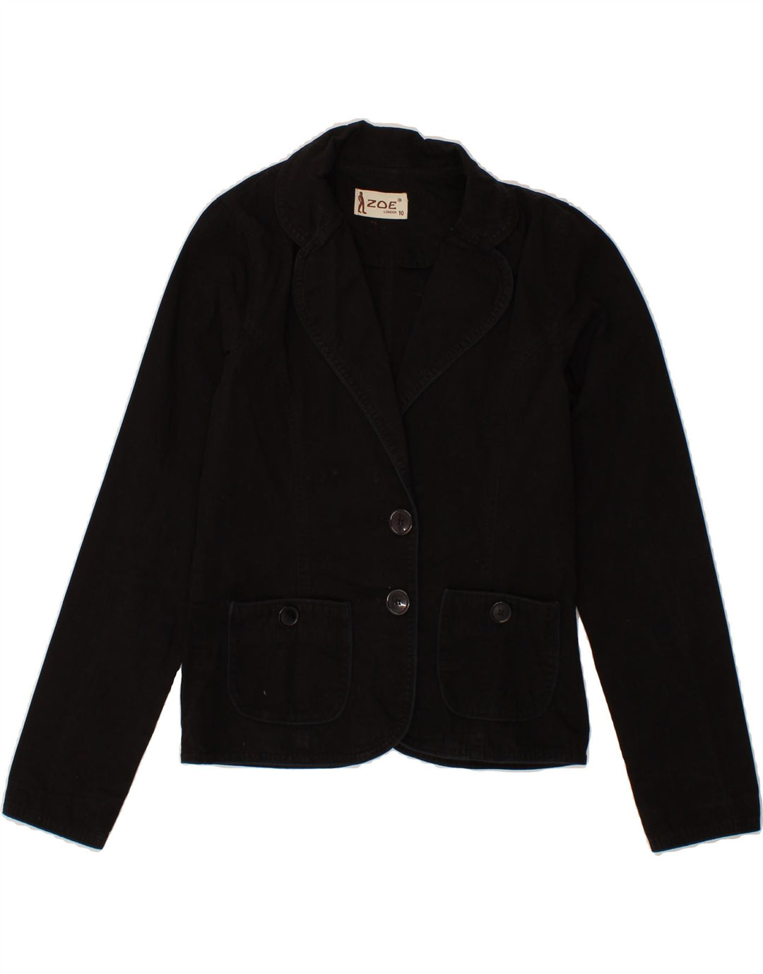 VINTAGE Womens 2 Button Blazer Jacket UK 10 Small Black Vintage Vintage and Second-Hand Vintage from Messina Hembry 