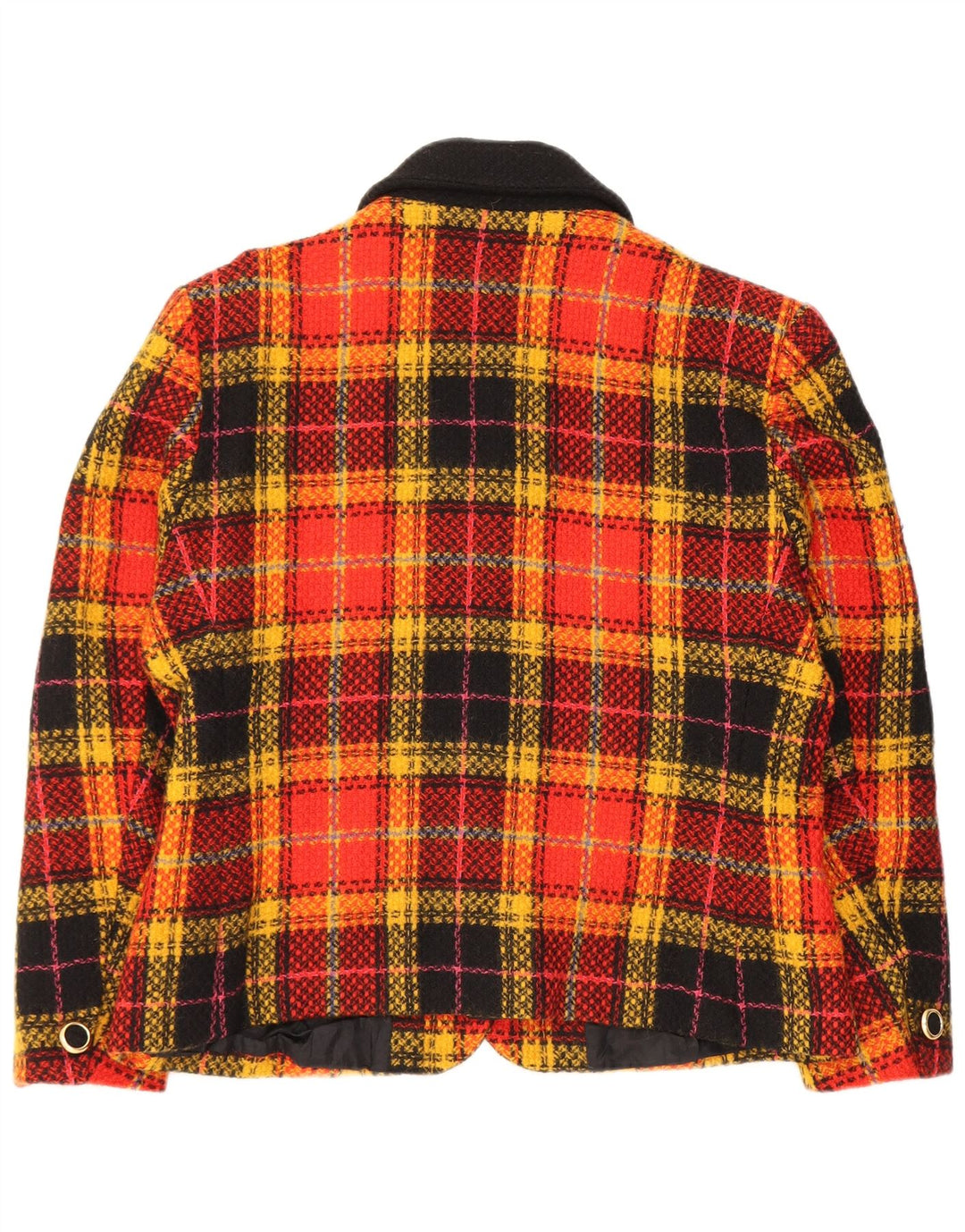 Vintage Womens 5 Button Blazer Jacket IT 48 XL Orange Check Virgin Wool