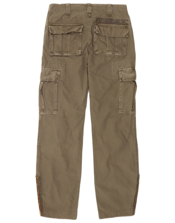 Vintage Mens Straight Cargo Trousers W27 L31 Khaki Cotton