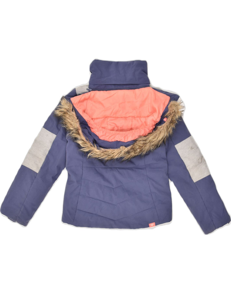 ROXY Girls Hooded Windbreaker Jacket 9-10 Years Medium Blue Colourblock | Vintage Roxy | Thrift | Second-Hand Roxy | Used Clothing | Messina Hembry 