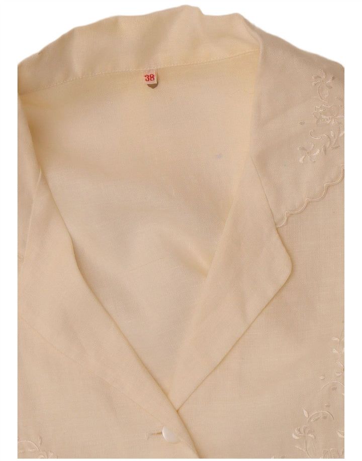 Vintage Womens Short Sleeve Shirt Blouse EU 38 Medium Off White