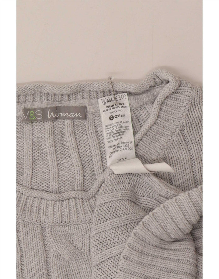 Marks & Spencer Womens Crew Neck Jumper Sweater UK 12 Medium  Blue Cotton