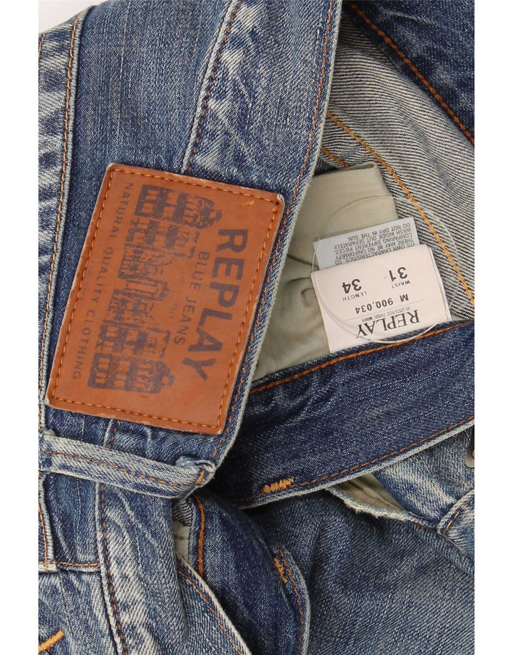 Replay Womens Straight Jeans W31 L34 Blue Cotton
