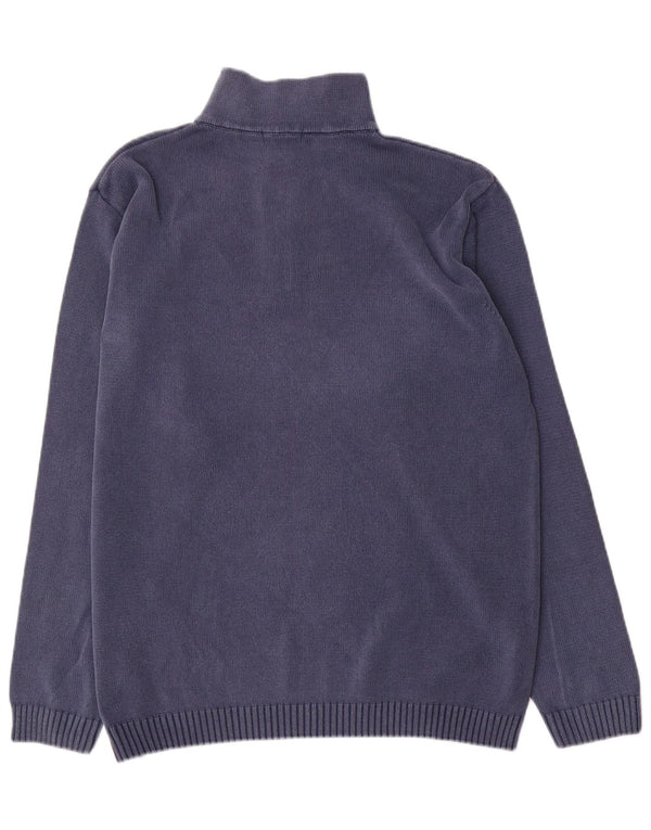 Gant Mens Zip Neck Jumper Sweater XL Navy Blue Cotton