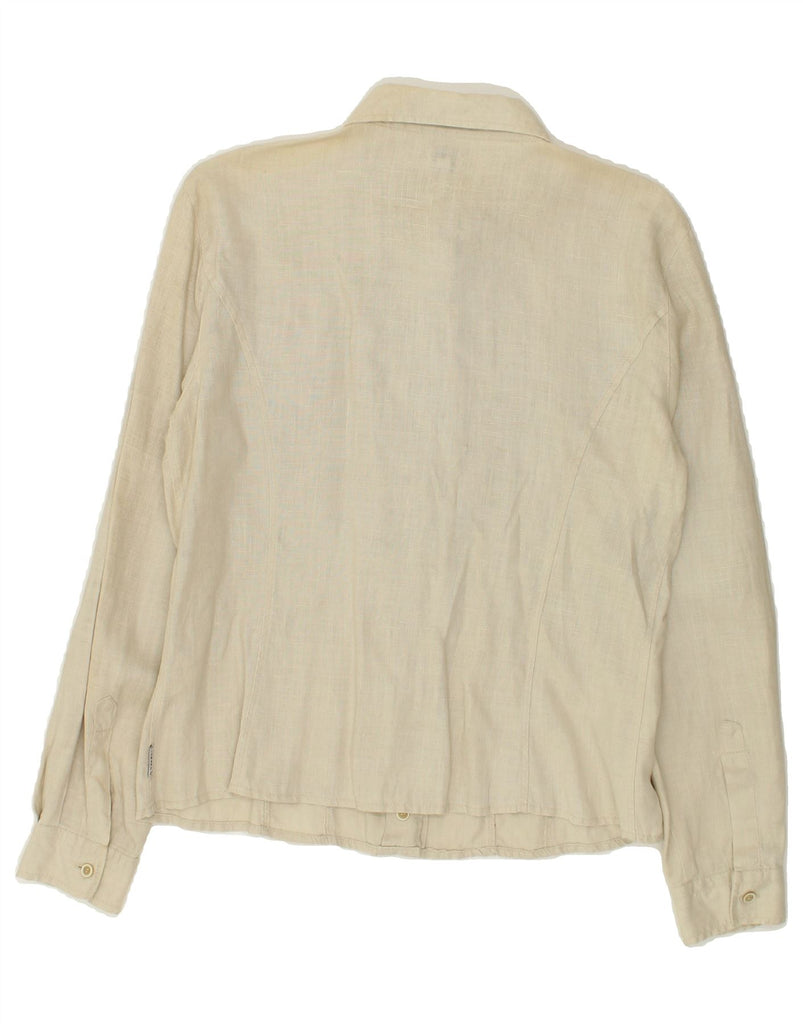 ARMANI Womens Shirt UK 12 Medium Beige Linen | Vintage Armani | Thrift | Second-Hand Armani | Used Clothing | Messina Hembry 