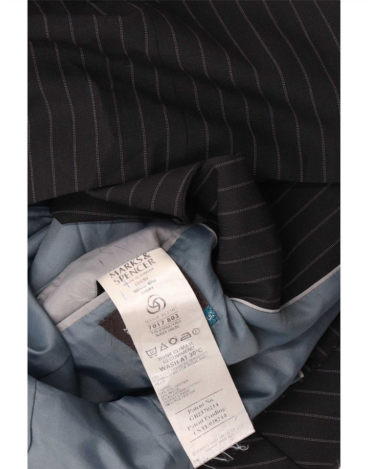 Marks & Spencer Mens Blazer Jacket UK 40 Medium Navy Blue Pinstripe